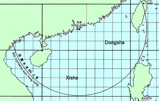 The location of Xisha and Dongsha