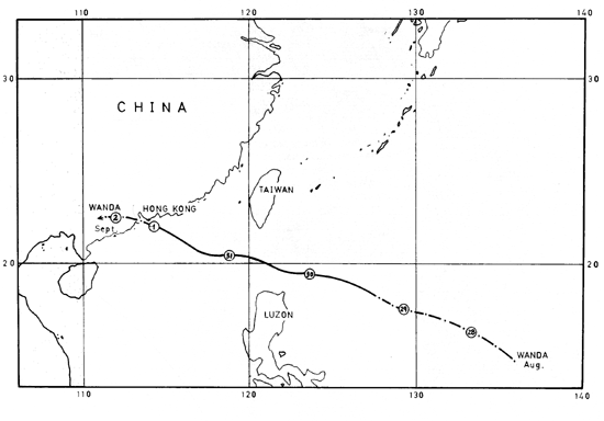Track of Typhoon Wanda 
