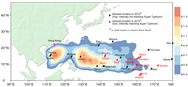 	二零零九年在北太平洋西部及南海區域的熱帶氣旋出現次數之每月分佈‭ 