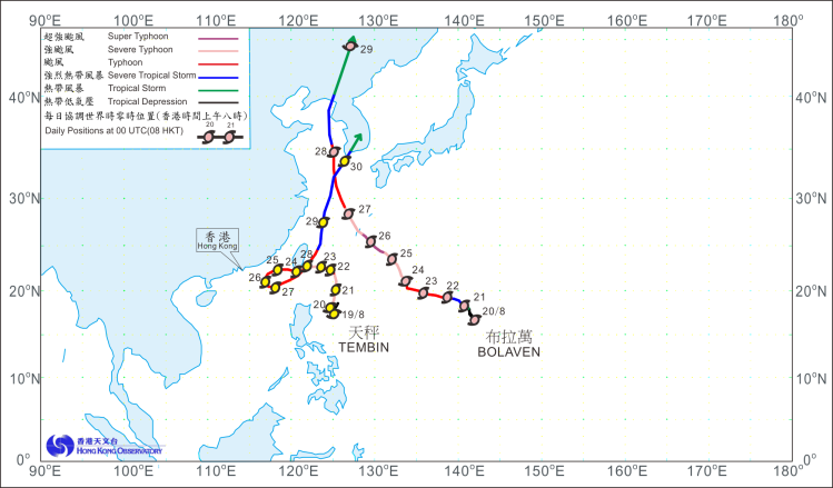 天鵝‭ ‬‭(‬0907‭)‬及‭ ‬莫拉克‭(‬0908‭)‬路徑圖。