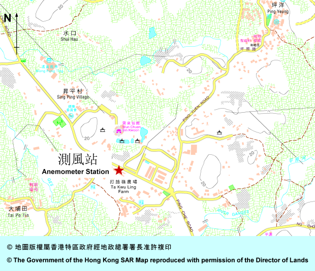 Location of the Ta Kwu Ling Wind Station