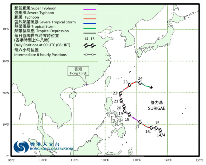 超強颱風舒力基(2102)的路徑圖