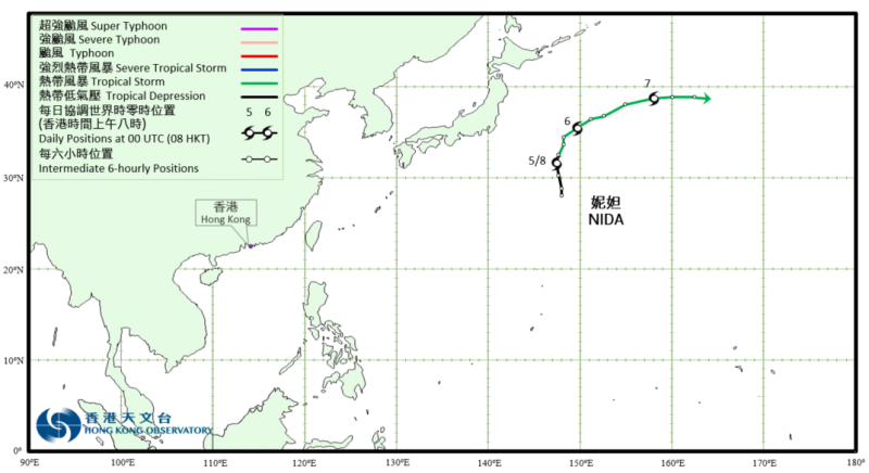 熱帶風暴妮妲(2111)的路徑圖