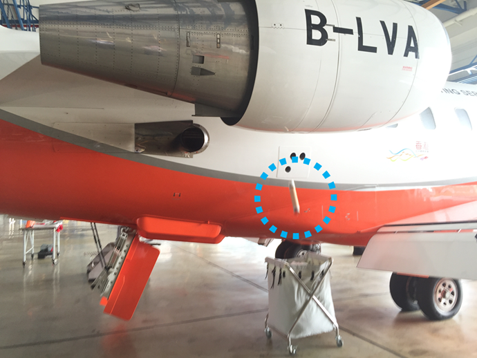 Conducting ground test for release of the dropsonde (highlighted).