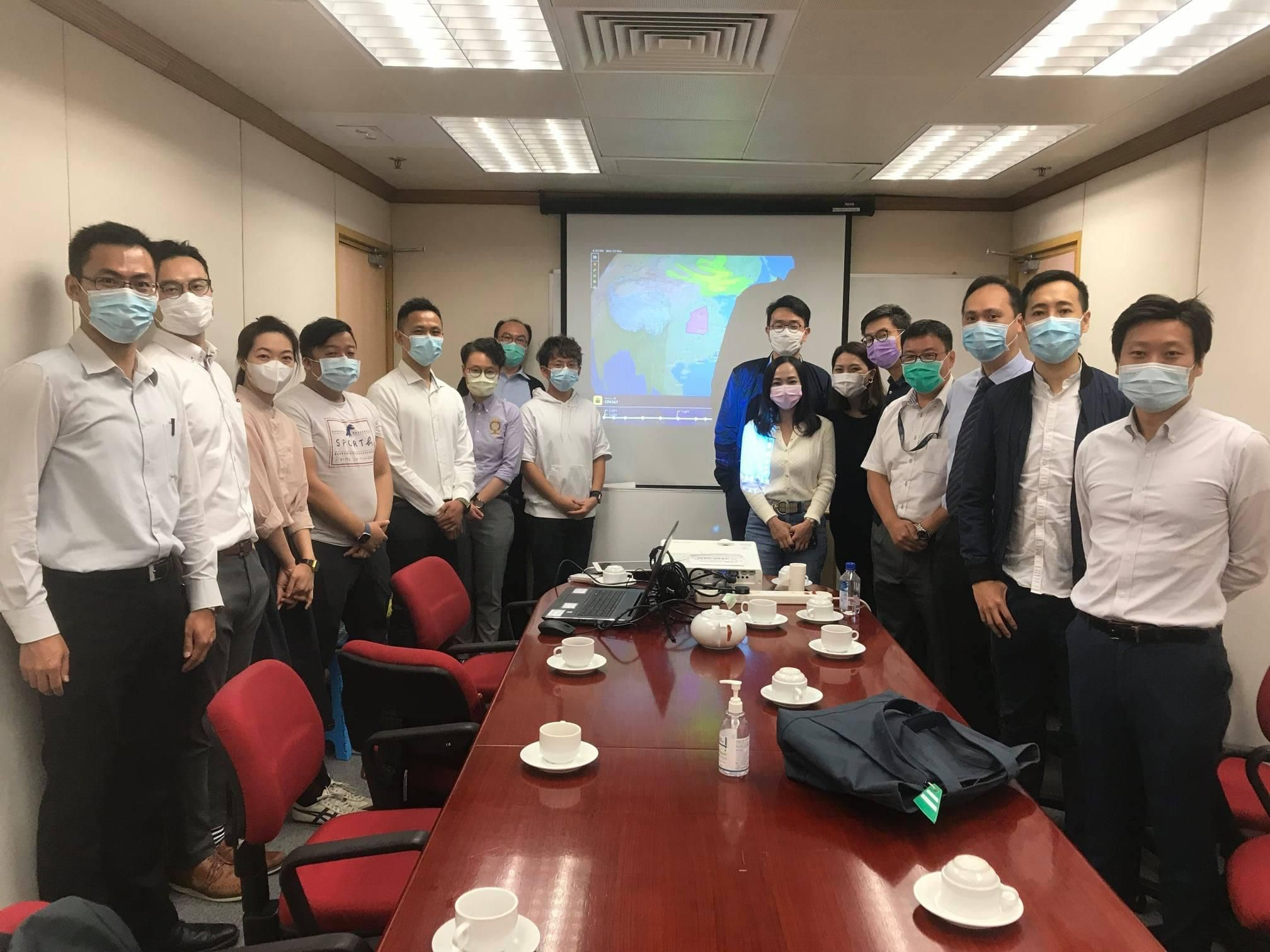 Figure 1: Mr. MH KOK (left 1st), Mr. BL CHOY (left 7th) and Mr. KC Cheung (left 8th) taking group photo with the participants