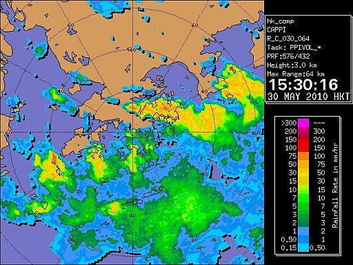 Radar image for Hong Kong at 1530 HKT on 30 May 2010