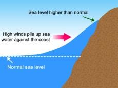 Figure 1 Rise of sea water due to the storm's strong winds
