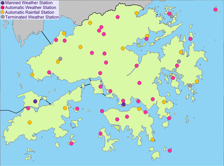 Weather stations with displaying rainfall