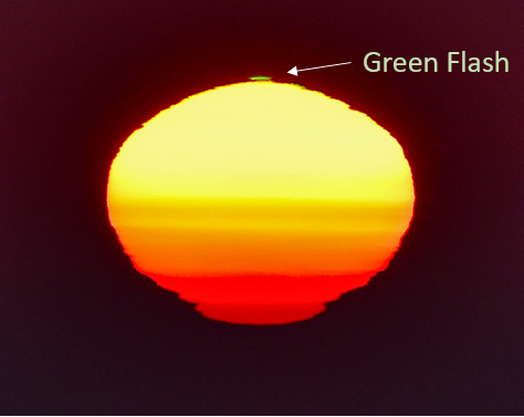 The moment of &ldquo;Green Flash&rdquo; during sunrise