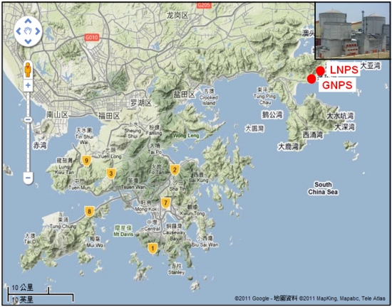 Location of the Guangdong Nuclear Power Station (GNPS) and Lingao Nuclear Power Station (LNPS)