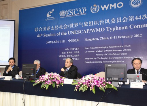 Mr Shun (second from the right), chairing a meeting at the 44th Session of the Typhoon Committee.