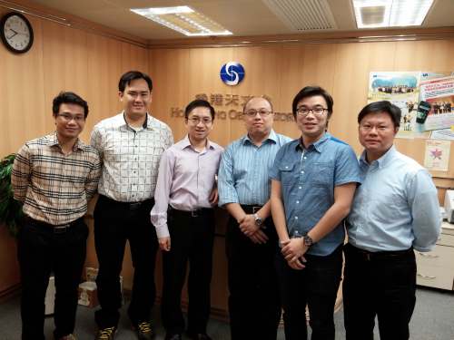 (from left to right) Mr. Mai Khanh Hung from NHMS, Dr. Sukrit Kirtsaeng from TMD, Mr. Woo Wang-chun and Mr. Cheng Tsz-lo from the Observatory, Mr. Wong Chan-seng and Mr. Wong Ngai-kin from SMG.