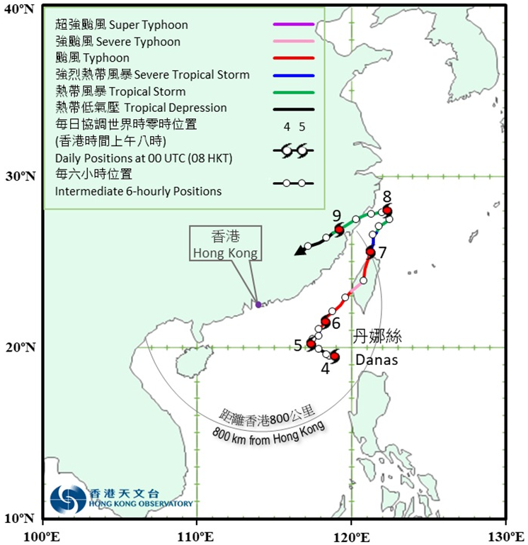 Provisional track of Severe Typhoon Danas (2504)