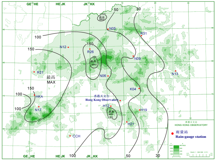 Rainfall distribution map