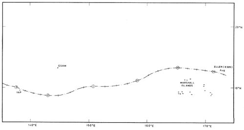 (I)Track of Typhoon Ellen (8309) : 29 August - 9 September.