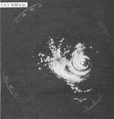 Radar pictures of Typhoon Hope taken early on the morning of 2 August 1979.