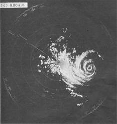 Radar pictures of Typhoon Hope taken early on the morning of 2 August 1979.