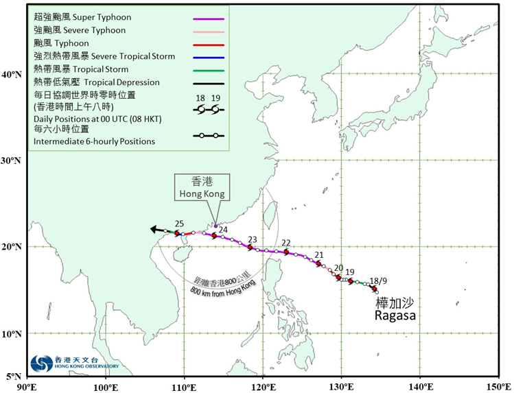 二零二五年九月十八日至二十五日桦加沙(2518)的暂定路径图。