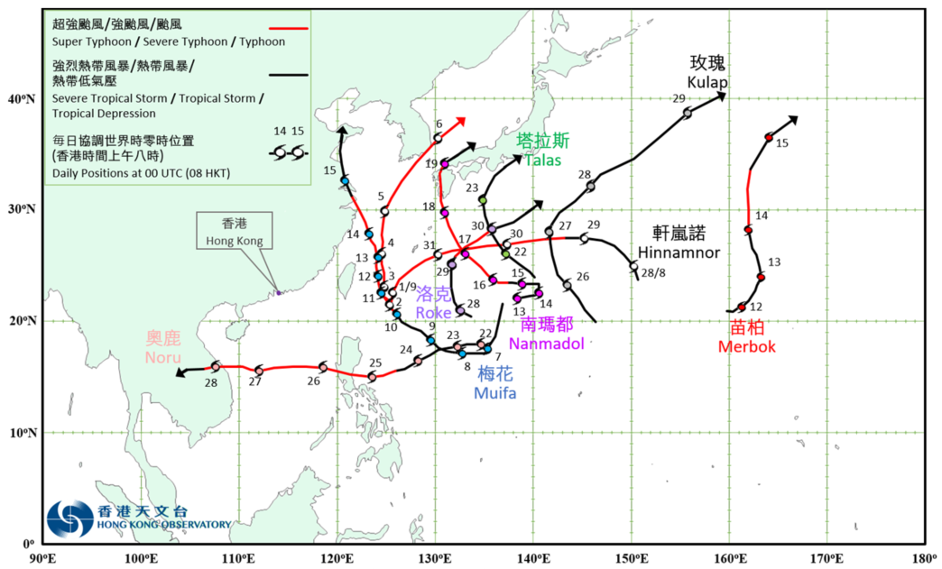 Provisional Tropical Cyclone Tracks in September 2022.