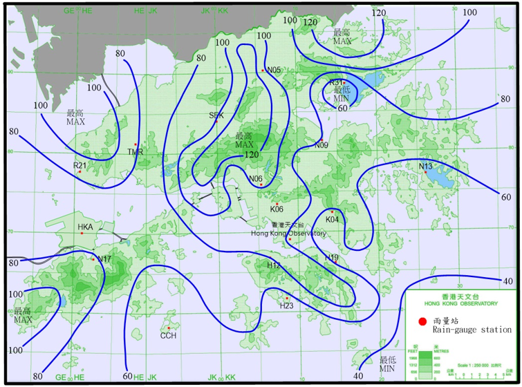 Rainfall distribution on 11 – 15 June 2025 (isohyets are in millimetres).