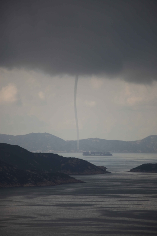 Figure 1: Waterspout appearing near Po Toi Island (picture courtesy of Mr Lawrence Leong)