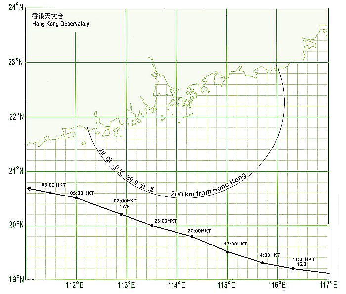 Track of Kai-tak(1213) near Hong Kong.