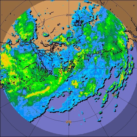 Wind distribution around Hong Kong as at 5:20 p.m. on 22 August 2008.