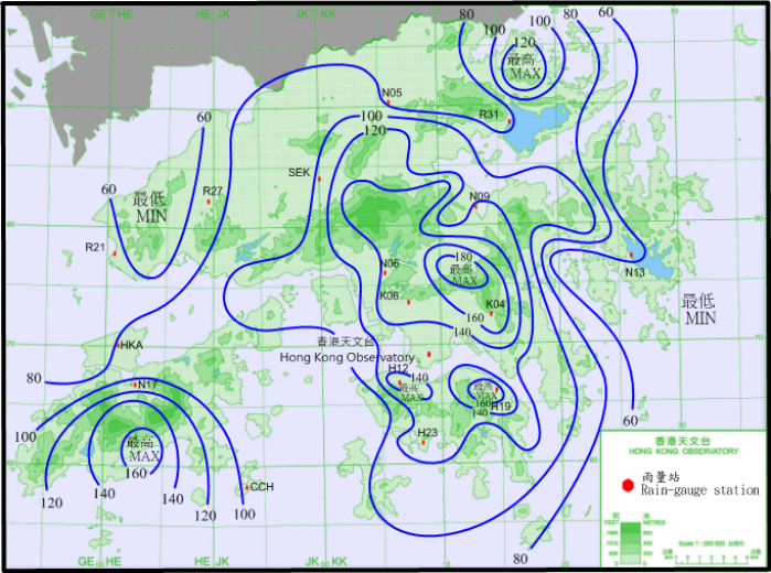 Rainfall distribution on 21 – 23 June 2015