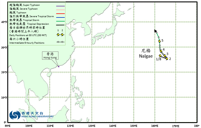 熱帶風暴尼格的路徑圖