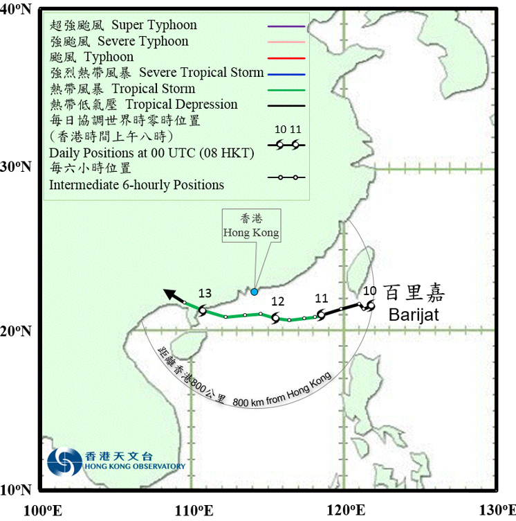 Track of Barijat on 10 - 13 September 2018.
