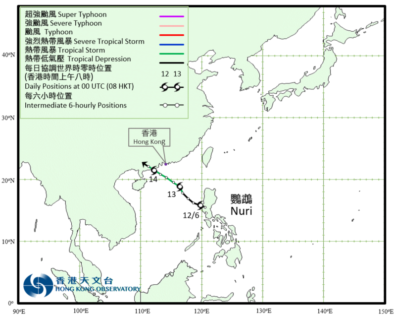 Track of Tropical Storm Nuri (2002)