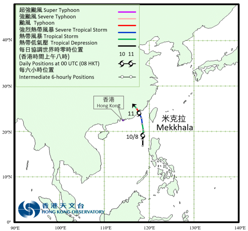 颱風米克拉(2006)的路徑圖