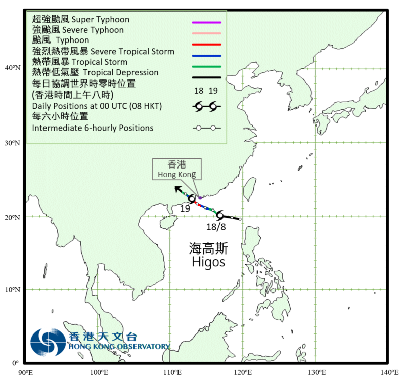 颱風海高斯(2007)的路徑圖