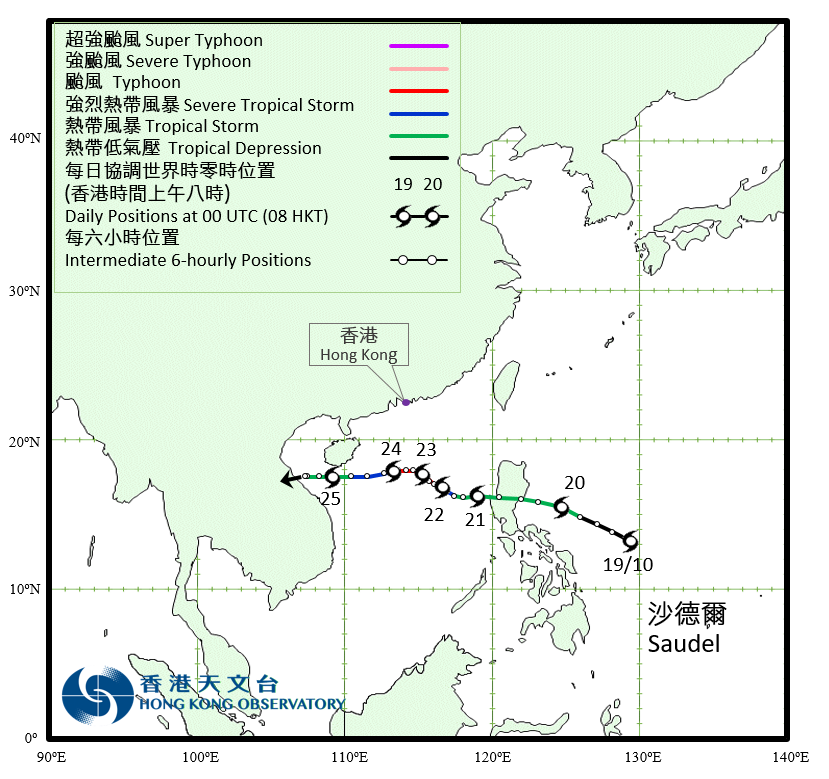 Track of Typhoon Saudel (2017)