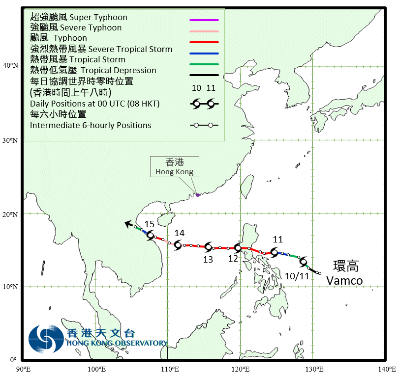 Track of Severe Typhoon Vamco (2022)