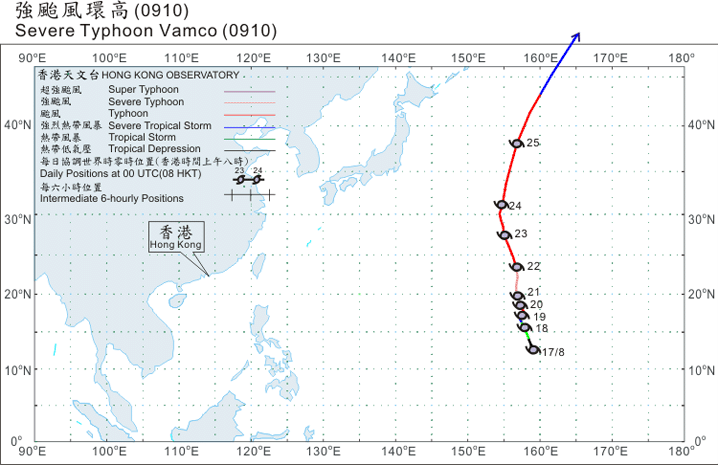 Track of Severe Typhoon Vamco