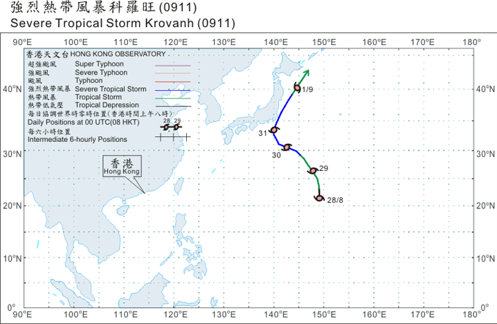 Track of Severe Tropical Storm Krovanh
