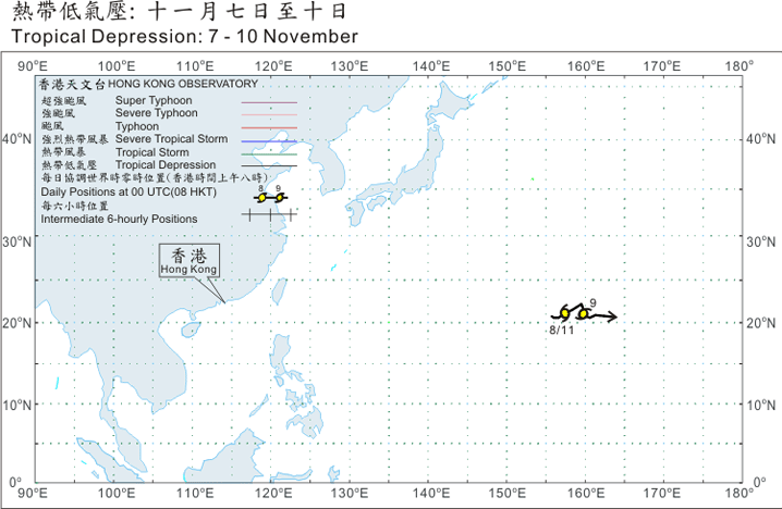 Track of Tropical Depression: 7 - 10 November
