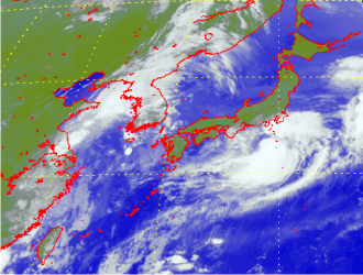 Satellite picture of Tropical Storm Etau