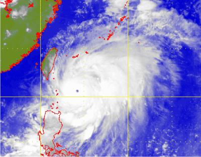 Satellite picture of Typhoon Sinlaku