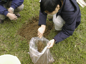 To collect land soil samples