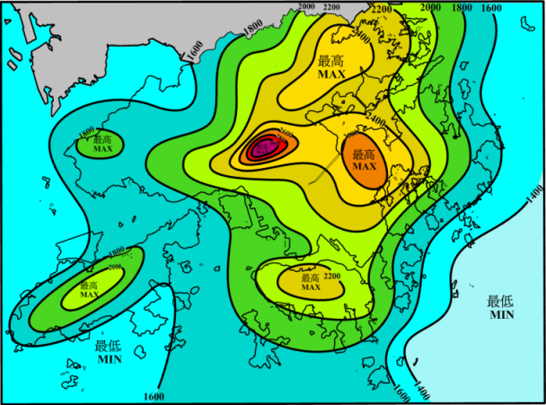 Fig.3 Annual rainfall distribution in Hong Kong in 2012