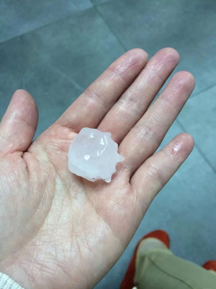 Fig.7 A hail stone picked up in Tsuen Wan at around 8:40 p.m. on 30 March 2014 (Courtesy of Ms Susanna Cheung)