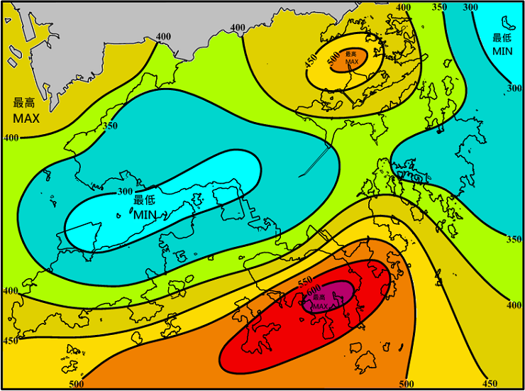 Fig.8 Rainfall Distribution in Hong Kong during 8-12 May 2014