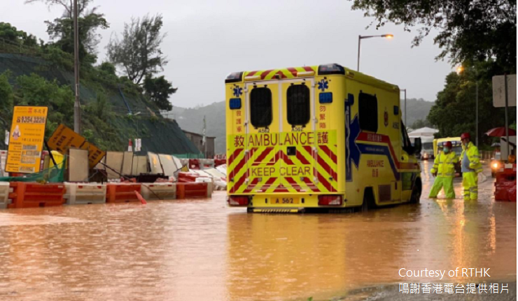 Serious flooding in Sai Kung on the morning of 6 June 2020
