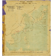 展品之一： 天文台現存最早的天氣圖，繪於1909年6月30日