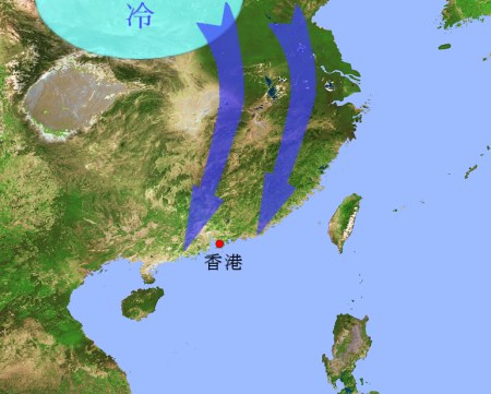 图二 东亚地区冬季季候风示意图