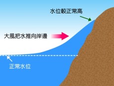圖 1 風暴本身的風力引致的水位上升