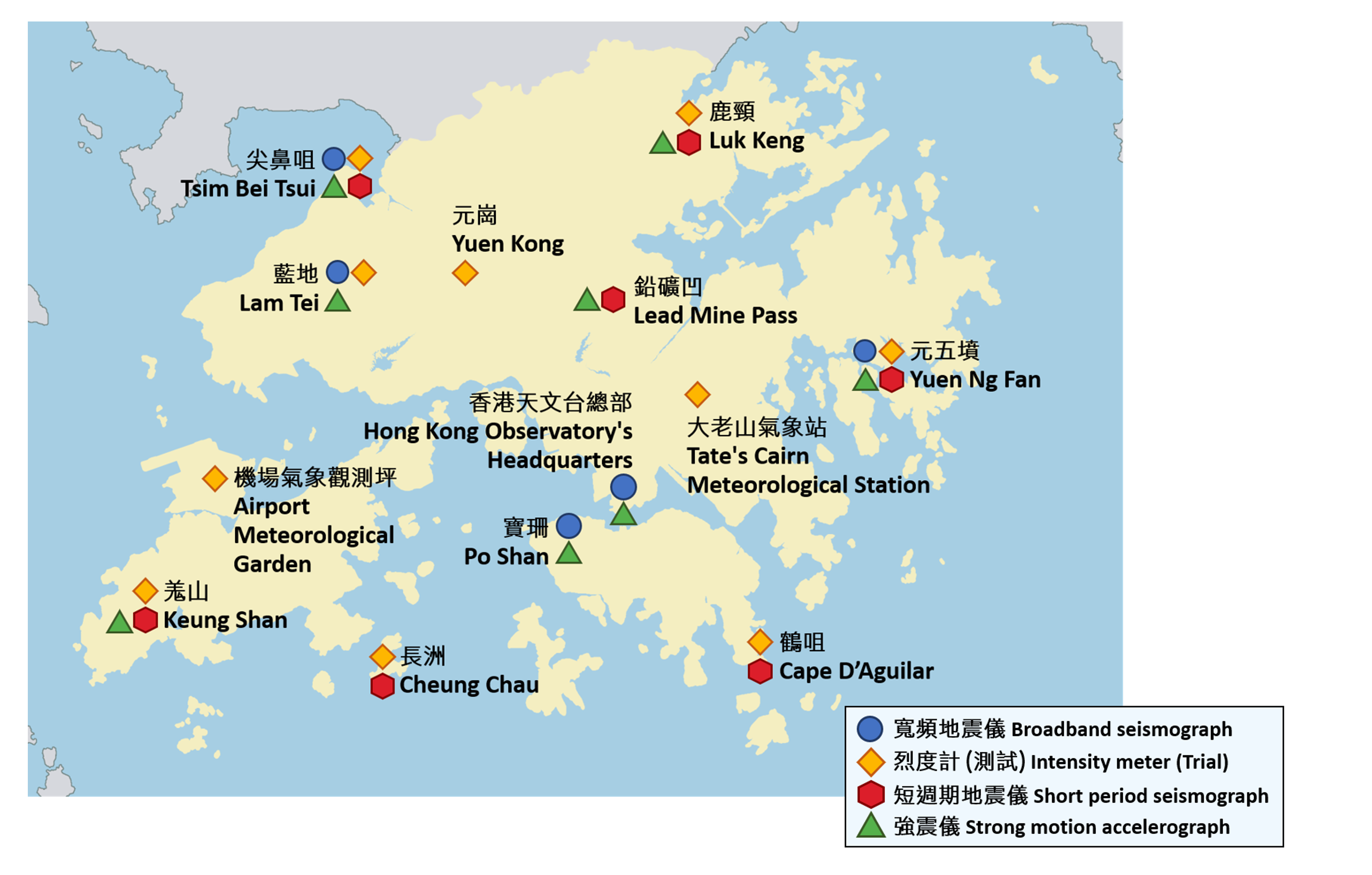 Figure 2 Hong Kong Seismograph Network (Updated in June 2025).