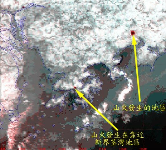 圖五 二零零一年十一月二十七日下午七時三十分(香港時間) NOAA-15 衛星圖片。